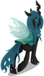 Size: 4000x6871 | Tagged: safe, artist:negatif22, queen chrysalis, changeling, changeling queen, g4, absurd resolution, butt, female, lidded eyes, looking back, movie accurate, plot, quadrupedal, simple background, solo, transparent background, transparent wings, vector, wings