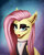 Size: 1024x1272 | Tagged: safe, artist:equestrian-downfall, fluttershy, pegasus, pony, fake it 'til you make it, g4, alternate hairstyle, clothes, ear piercing, earring, eyeshadow, female, fluttergoth, goth, jewelry, lidded eyes, makeup, mare, piercing, solo