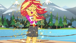 Size: 1920x1080 | Tagged: safe, screencap, sunset shimmer, equestria girls, g4, my little pony equestria girls: legend of everfree, camp everfree, embrace the magic, female, singing, solo