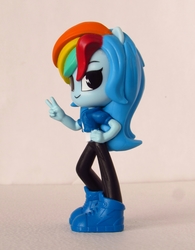 Size: 1007x1292 | Tagged: safe, artist:whatthehell!?, rainbow dash, equestria girls, g4, my little pony equestria girls: better together, clothes, doll, equestria girls minis, irl, jacket, pants, photo, shoes, shorts, smiling, toy, ultra minis