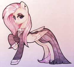 Size: 1280x1166 | Tagged: safe, artist:lispp, fluttershy, pegasus, pony, fake it 'til you make it, g4, ear piercing, earring, eyeshadow, female, fluttergoth, jewelry, makeup, mare, piercing, simple background, solo