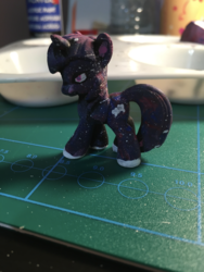 Size: 948x1264 | Tagged: safe, artist:foxsystem12, oc, oc:galaxy streak, customized toy, figurine, galaxy, space, white hooves