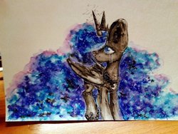 Size: 1024x768 | Tagged: safe, artist:zefirka, princess luna, alicorn, pony, g4, crying, female, mare, no pupils, sad, simple background, solo, traditional art, white background