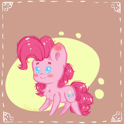Size: 1000x1000 | Tagged: safe, artist:zefirka, pinkie pie, earth pony, pony, g4, chest fluff, cute, female, mare, pointy ponies, signature, smiling, solo