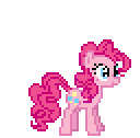 Size: 128x126 | Tagged: safe, artist:deathpwny, pinkie pie, earth pony, pony, g4, animated, desktop ponies, female, gif, how, party horn, pinkie being pinkie, pixel art, simple background, solo, spontaneous combustion, sprite, teleportation, transparent background