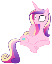 Size: 2000x2475 | Tagged: safe, artist:ekkitathefilly, edit, editor:slayerbvc, vector edit, princess cadance, alicorn, pony, g4, games ponies play, accessory-less edit, bare hooves, female, high res, lying, mare, missing accessory, raised hoof, simple background, slender, solo, thin, transparent background, vector