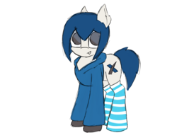 Size: 2048x1536 | Tagged: safe, artist:aquaholicsanonymous, oc, oc only, oc:merlin, original species, pony, rocket pony, clothes, cute, detatched gridfins, ear fluff, female, hoodie, mare, ncmares bait, ponified, rocket, simple background, socks, solo, spacex, striped socks, transparent background