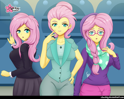 Size: 3300x2637 | Tagged: safe, artist:clouddg, fluttershy, equestria girls, fake it 'til you make it, g4, black eyeshadow, black lipstick, breasts, busty fluttershy, clothes, eyeshadow, fluttergoth, glasses, goth, hat, high res, hipster, hipstershy, lipstick, makeup, rarity for you, severeshy, valley girl