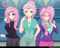 Size: 3300x2637 | Tagged: safe, artist:clouddg, fluttershy, equestria girls, fake it 'til you make it, g4, alternate hairstyle, black eyeshadow, black lipstick, breasts, busty fluttershy, clothes, eyeshadow, fluttergoth, glasses, goth, high res, hipster, hipstershy, human coloration, lipstick, looking at you, makeup, rarity for you, severeshy, valley girl