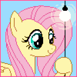 Size: 300x300 | Tagged: safe, artist:imreer, fluttershy, changeling, g4, animated, commission, disguise, disguised changeling, fake fluttershy, grin, light switch, pixel art, smiling, ych result