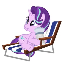 Size: 1024x1024 | Tagged: artist needed, safe, starlight glimmer, pony, unicorn, g4, the crystalling, beach chair, chair, dis gon b gud, female, imminent heart attack, salt shaker, simple background, solo, vector, white background