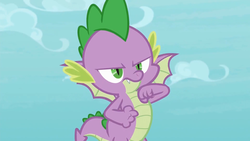 Size: 1920x1080 | Tagged: safe, screencap, spike, dragon, g4, molt down, season 8, adventure in the comments, confident, male, not a leak, promo, solo, winged spike, wings
