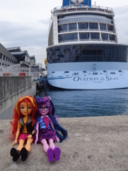 Size: 3456x4608 | Tagged: safe, sci-twi, sunset shimmer, twilight sparkle, equestria girls, g4, my little pony equestria girls: better together, cruise ship, day, doll, irl, photo, singapore, toy