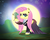 Size: 1024x829 | Tagged: safe, artist:pixelkitties, fluttershy, pegasus, pony, fake it 'til you make it, g4, andrea libman, clothes, cthulhu, dress, ear piercing, earring, eyeshadow, female, fluttergoth, full moon, goth, jewelry, makeup, mare, moon, night, outdoors, piercing, solo