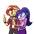 Size: 500x500 | Tagged: safe, artist:rawrienstein, sci-twi, sunset shimmer, twilight sparkle, equestria girls, g4, dreamy, female, flannel, lesbian, one eye closed, ship:sci-twishimmer, ship:sunsetsparkle, shipping, thumbs up, wink