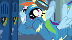 Size: 1266x712 | Tagged: safe, screencap, rainbow dash, pegasus, pony, g4, grannies gone wild, season 8, cute, dashabetes, female, flying, grin, mare, rainbow dash is best facemaker, smiling, sparkles, sparkly eyes, spread wings, squee, wingding eyes, wings