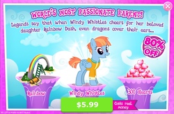 Size: 1964x1298 | Tagged: safe, gameloft, windy whistles, pony, g4, advertisement, costs real money, female, game, game screencap, introduction card, mare, solo