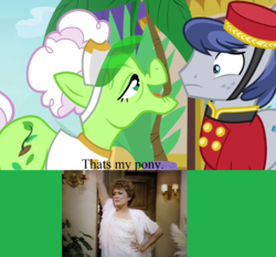 Size: 1324x1236 | Tagged: safe, edit, edited screencap, screencap, auntie applesauce, welcome inn, human, g4, grannies gone wild, blanche devereaux, discovery family logo, irl, irl human, meme, photo, rue mcclanahan, that's my pony, that's my x, the golden girls