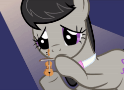 Size: 560x407 | Tagged: dead source, safe, artist:php154, octavia melody, earth pony, pony, g4, animated, bipedal, discussion in the comments, female, frown, hoof hold, mare, musical instrument, perfect loop, reaction image, sad, solo, spongebob squarepants, spotlight, squilliam returns, violin, world's smallest violin