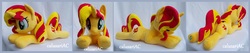 Size: 2678x572 | Tagged: safe, artist:calusariac, sunset shimmer, pony, unicorn, g4, female, irl, multiple views, photo, plushie, prone, solo