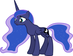 Size: 4770x3660 | Tagged: safe, artist:90sigma, edit, editor:slayerbvc, vector edit, princess luna, alicorn, pony, g4, accessory-less edit, bare hooves, female, looking down, mare, missing accessory, simple background, solo, transparent background, vector