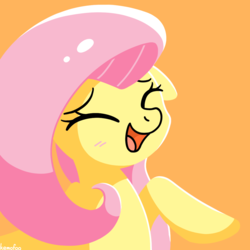 Size: 1200x1200 | Tagged: safe, artist:kemofoo, fluttershy, pegasus, pony, g4, cute, eyes closed, female, laughing, mare, open mouth, shyabetes, smiling, solo