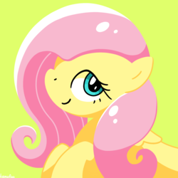 Size: 1200x1200 | Tagged: safe, artist:kemofoo, fluttershy, pony, g4, cute, female, mare, shyabetes, simple background, smiling, solo
