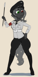 Size: 606x1211 | Tagged: safe, artist:marsminer, oc, oc only, oc:lix, changeling, anthro, armband, heterochromia, solo