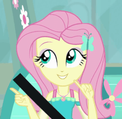 Size: 737x720 | Tagged: safe, screencap, fluttershy, driving miss shimmer, driving miss shimmer: fluttershy, equestria girls, g4, my little pony equestria girls: better together, animated, cropped, cute, female, fluttershy's car, geode of fauna, magical geodes, shyabetes