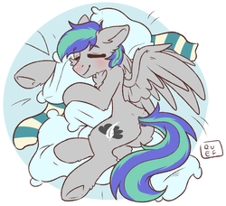 Size: 2994x2732 | Tagged: safe, artist:ruef, oc, oc only, oc:storm feather, pony, clothes, cute, high res, male, pillow, scarf, sleeping, solo, stallion