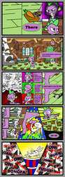 Size: 1000x2690 | Tagged: safe, artist:metal-jacket444, angel bunny, spike, dragon, rabbit, comic:angel vs spike, g4, angel is a bunny bastard, animal, carrot, comic, dead, evil grin, fluttershy's cottage, food, grin, kick in the butt, male, mousetrap, smiling, speech bubble, thought bubble, tongue out, x eyes