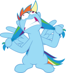 Size: 5057x5539 | Tagged: safe, artist:jhayarr23, rainbow dash, pegasus, pony, g4, grannies gone wild, absurd resolution, faic, female, hair pulling, rainbow dash is best facemaker, rainbowsnap, simple background, solo, transparent background, vector
