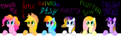 Size: 1500x500 | Tagged: safe, artist:rdash2116108, applejack, fluttershy, pinkie pie, rainbow dash, rarity, twilight sparkle, alicorn, earth pony, pegasus, pony, unicorn, g4, my little pony: the movie, female, header, looking up, mane six, twilight sparkle (alicorn)