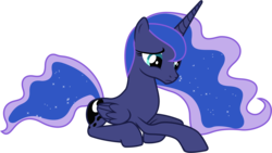 Size: 7860x4420 | Tagged: safe, artist:90sigma, edit, editor:slayerbvc, vector edit, princess luna, alicorn, pony, g4, absurd resolution, accessory-less edit, bare hooves, female, looking down, mare, missing accessory, simple background, solo, transparent background, vector