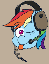 Size: 608x786 | Tagged: safe, artist:threetwotwo32232, rainbow dash, pegasus, pony, g4, 30 minute art challenge, cute, dashabetes, female, headphones, looking at you, mare, solo, tongue out