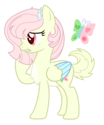 Size: 1686x2018 | Tagged: safe, artist:darlyjay, oc, oc only, oc:opposity flower, hybrid, female, horns, interspecies offspring, offspring, parent:discord, parent:fluttershy, parents:discoshy, simple background, solo, transparent background