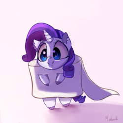 Size: 2500x2500 | Tagged: safe, artist:miokomata, rarity, pony, unicorn, g4, chibi, cute, female, food, high res, horn, mare, marshmallow, raribetes, rarity is a marshmallow, silly, silly pony, smiling, solo, toilet paper
