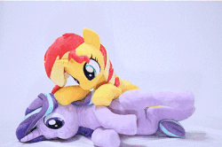 Size: 400x266 | Tagged: safe, artist:nekokevin, starlight glimmer, sunset shimmer, pony, unicorn, series:nekokevin's glimmy, g4, animated, cpr, irl, nekokevin is trying to murder us, photo, plushie