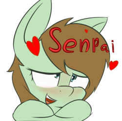 Size: 1691x1675 | Tagged: safe, artist:lofis, oc, oc only, oc:mint chocolate, pony, female, heart, heart eyes, senpai, simple background, solo, transparent background, wingding eyes