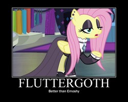 Size: 750x600 | Tagged: safe, fluttershy, fake it 'til you make it, g4, fluttergoth, motivational poster