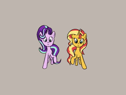 Size: 1440x1080 | Tagged: safe, artist:artattax, starlight glimmer, sunset shimmer, pony, unicorn, equestria girls, equestria girls specials, g4, mirror magic, animated, beanie, female, frame by frame, hat, holding hands, itchy & scratchy, lesbian, present, ship:shimmerglimmer, shipping, sound, the starlight glimmer show, webm