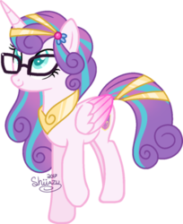 Size: 400x490 | Tagged: safe, artist:traveleraoi, princess flurry heart, alicorn, pony, g4, cutie mark, female, glasses, mare, older, older flurry heart, peytral, simple background, solo, transparent background