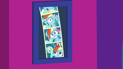 Size: 1920x1080 | Tagged: safe, screencap, bon bon, lyra heartstrings, rainbow dash, sweetie drops, g4, grannies gone wild, my little pony: friendship is magic, photo booth, photobomb