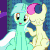 Size: 800x800 | Tagged: safe, screencap, bon bon, lyra heartstrings, rainbow dash, sweetie drops, earth pony, pony, unicorn, g4, grannies gone wild, adorabon, animated, best friends, cropped, cute, dashabetes, female, grin, head tilt, looking at you, lyrabetes, mare, open mouth, photobomb, raised hoof, shipping fuel, sitting, smiling, squee