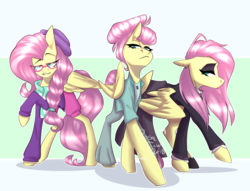 Size: 3000x2295 | Tagged: safe, artist:salt-o-pepper, fluttershy, pegasus, pony, fake it 'til you make it, g4, clothes, female, fluttergoth, hair bun, high res, hipstershy, mare, severeshy, sweater, sweatershy