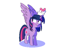 Size: 1000x800 | Tagged: safe, artist:szafir87, artist:tralalayla, twilight sparkle, alicorn, pony, animated, blushing, cute, female, flapping wings, gif, heart, mare, simple background, smiling, solo, transparent background, twiabetes, twilight sparkle (alicorn)
