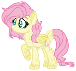 Size: 1024x949 | Tagged: safe, artist:bezziie, fluttershy, pony, g4, base used, female, fluffy, raised hoof, simple background, solo, transparent background