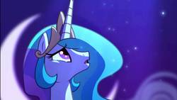 Size: 1920x1080 | Tagged: source needed, useless source url, safe, princess celestia, alicorn, pony, lullaby for a princess, g4, female, looking up, mare, sad, solo, teary eyes