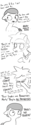 Size: 1650x6600 | Tagged: safe, artist:tjpones, pony morty, pony rick, earth pony, pony, g4, grannies gone wild, colt, comic, dialogue, facehoof, grayscale, male, monochrome, morty smith, ponified, raised hoof, rick and morty, rick sanchez, simple background, stallion, white background