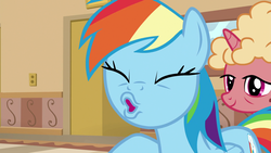 Size: 1920x1080 | Tagged: safe, screencap, cranberry muffin, rainbow dash, g4, grannies gone wild, lips, majestic as fuck